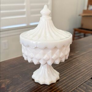 Elegant Milk Glass Carousel Candy Dish